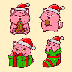 Christmas Cat Vector Set – Cute Chibi Holiday Cats Collection