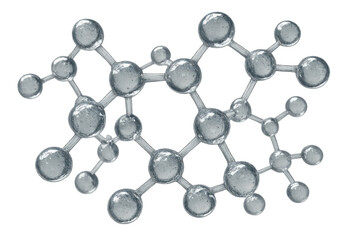 Transparent molecule structure forming a network, representing science, chemistry, and technology concepts on transparent background