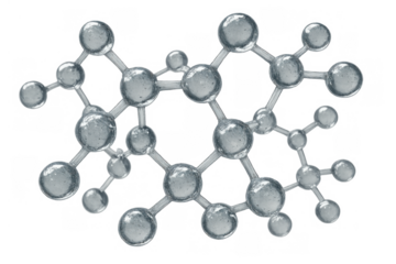 Transparent molecule structure forming a network, representing science, chemistry, and technology concepts on transparent background