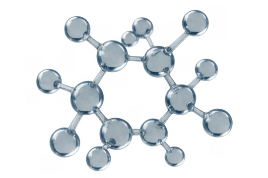 Molecular structure creating connections and representing chemistry, science, and research innovation concept with transparent background