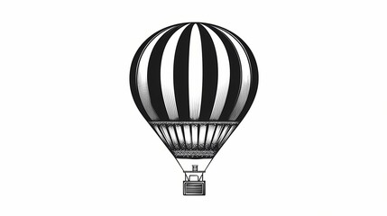 Obraz premium Vintage style hot air balloon illustration with vertical stripes displayed against a plain background