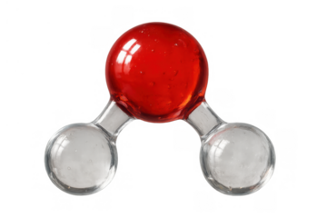 H2o water molecule model illustrating chemistry and science concepts, transparent background for educational use