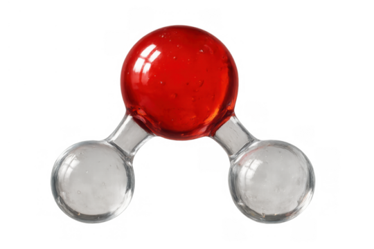 H2o water molecule model illustrating chemistry and science concepts, transparent background for educational use