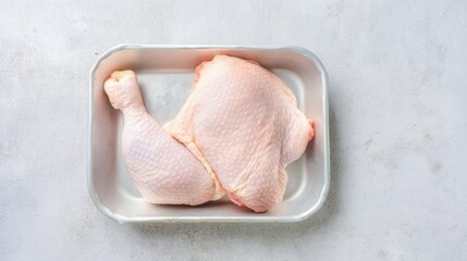 Raw Chicken Leg Quarter on White Background Isolated. Generative AI