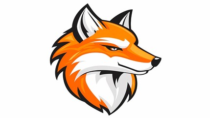 Obraz premium Stylized, aggressive fox head profile illustration facing right against a white background