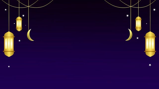 Curtain opening animation with Islamic decorations, suitable for Ramadan or Eid video projects