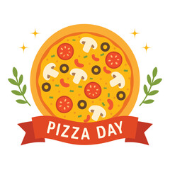 World Pizza Day Celebration Pizza Illustration