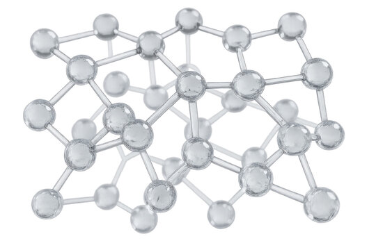 Transparent molecular structure illustrating scientific research, network connections, and chemistry on a transparent background
