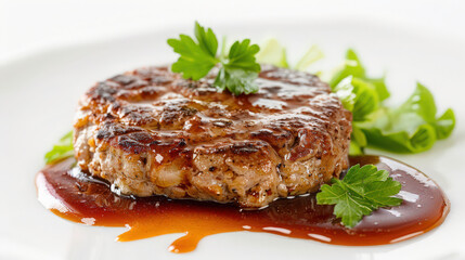 juicy pork hamburger steak poku hanbagu on isolated background