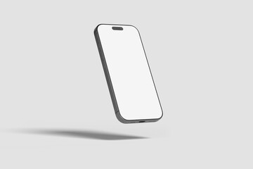 Floating Smartphone Mockup with Blank Screen on Light Background