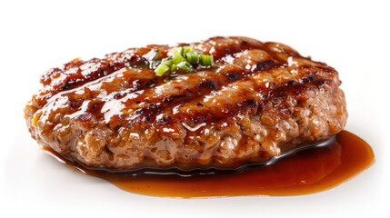 juicy pork hamburger steak poku hanbagu on isolated background
