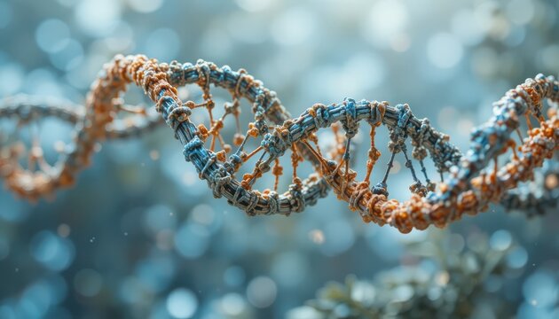 Detailed illustration of a DNA strand with an abstract dreamy soft background