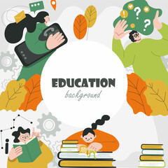 Education background, round, circle, place for text, hand drawn vector illustration.