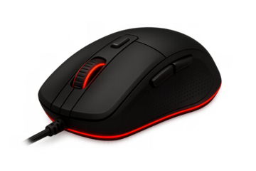 Gaming mouse with customizable rgb lighting and ergonomic design for competitive e-sports gaming on transparent background