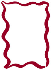 Burgundy Wave Frame Whimsical Hand Draw Illustration