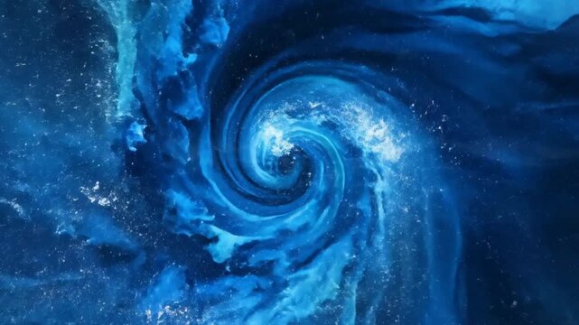 Abstract Swirling Nebula And Celestial Starfield In Shades Of Blue And White