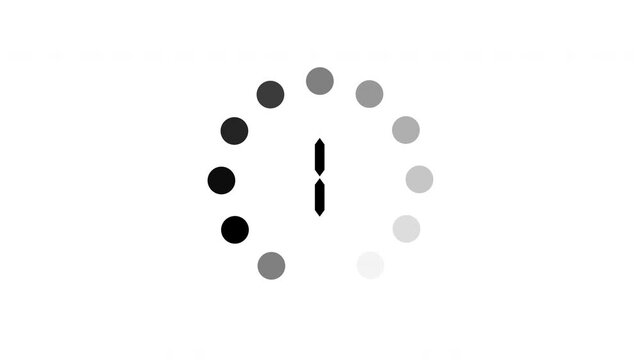 five second countdown timer animation, 5 to 0 seconds with small round shape rotation effect
