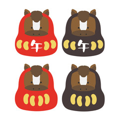 午年　干支達磨（だるま）　イラストセット