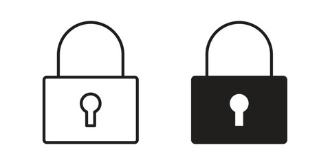 Lock closed icons in different style, sign or symbol, suitable for apps and websites