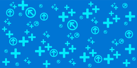 Blue Mathematical Plus Symbols Pattern. Math Design Elements Background. Medical Tech Background. Vector ilustration