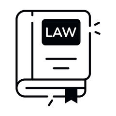 Conceptual solid design icon of law book