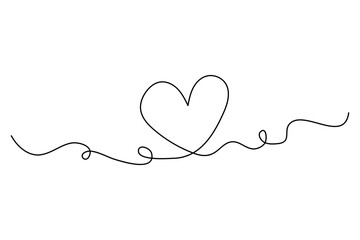 Heart continuous single line art drawing. Hand drawn doodle heart outline vector illustration
