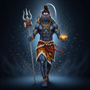 Kaal Bhairav Calm Protective 3D Artwork. Golden Halo Glow.
