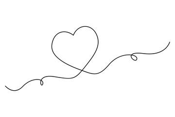 Heart continuous single line art drawing. Hand drawn doodle heart outline vector illustration
