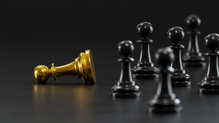 Golden Chess Leads Black Pawns: Embodying Versatile Power & Strategic Victory