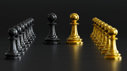 Golden Chess and Black Chess Leads two groups of Black and golden Pawns: Embodying Versatile Power & Strategic Victory