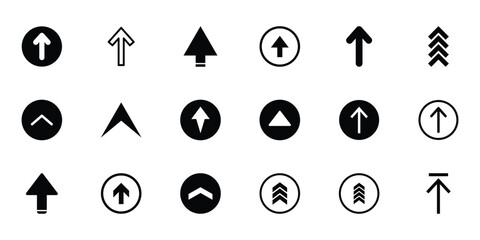 Solid upward arrow design illustrating positive direction, rising trends, or simple navigation in digital interfaces. Thick upward arrow symbol emphasizing direction and focus.