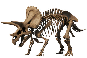 Fototapeta premium Triceratops dinosaur skeleton isolated on a transparent background