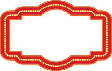 Retro marquee light frame blank banner sign vector for vintage advertising and glowing bulb border templates