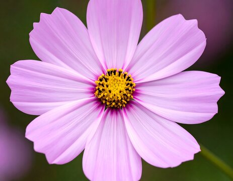 Close-up of a delicate pink and yellow flower blooming in the garden