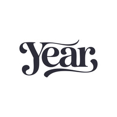 Year written in a joining script style with a bold and stylish stroke in clean vector format, designed as an elegant decorative typography logo suitable for calendars, planners, annual event designs, 