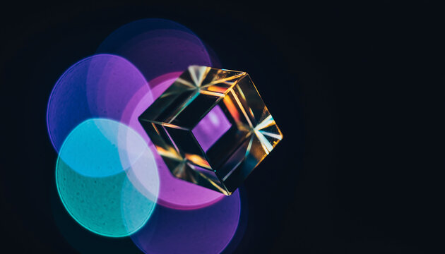 Geometric Crystal Prism with Bokeh Lights background