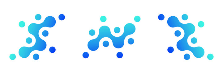 S N Z initials icon. Abstract Molecular Structure with Interconnected Spheres in Blue and Turquoise.