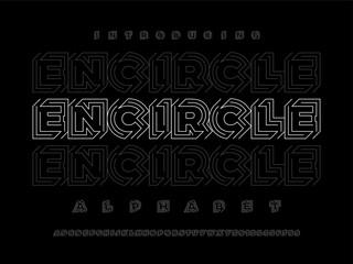 Vector of modern abstract maze line style alphabet design with uppercase and numbers