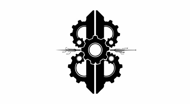 Stylized industrial gear symbol representing financial efficiency and mechanical progress