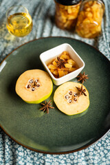 Homemade quince syrup with star anise &ndash; natural preserves and autumn flavors