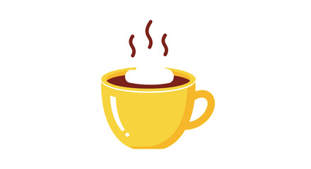 Simple Flat Illustration Coffee Cup with Cream and Steam Icon