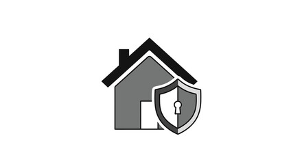Minimalist House Shield Icon Representing Home Protection and Insurance Services