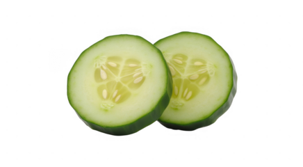 Two Sliced Cucumbers isolated on a transparent background