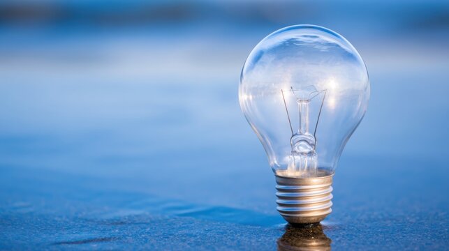 Single light bulb resting on a table symbolizing readiness for corporate innovation and bright ideas for growth