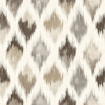 Minimal Ikat pattern with soft geometric strokes in neutral beige and taupe tones featuring subtle ethnic design and calming textile aesthetic