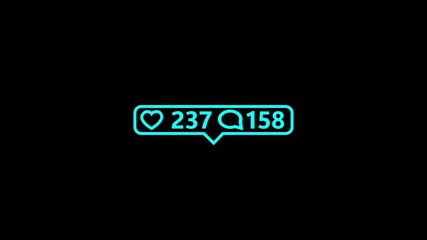 social media heart like and animation on black background, animated increase the numbers. - Powered by Adobe