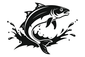 jumping fish silhouette with water splash