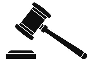 judge hammer silhouette vector judge gavel icon