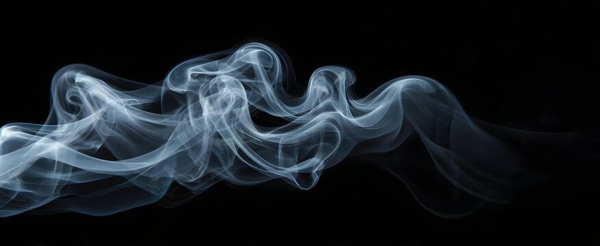 Ivory smoke wisps dance like ghostly ribbons on a charcoal canvas.