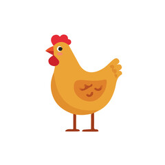 A_Simple_flat_2D_icon_of_a_chicken_isolated_on_a_white_simple illustration with EPS format design, simple flat 2D icon, minimalist design, clipart